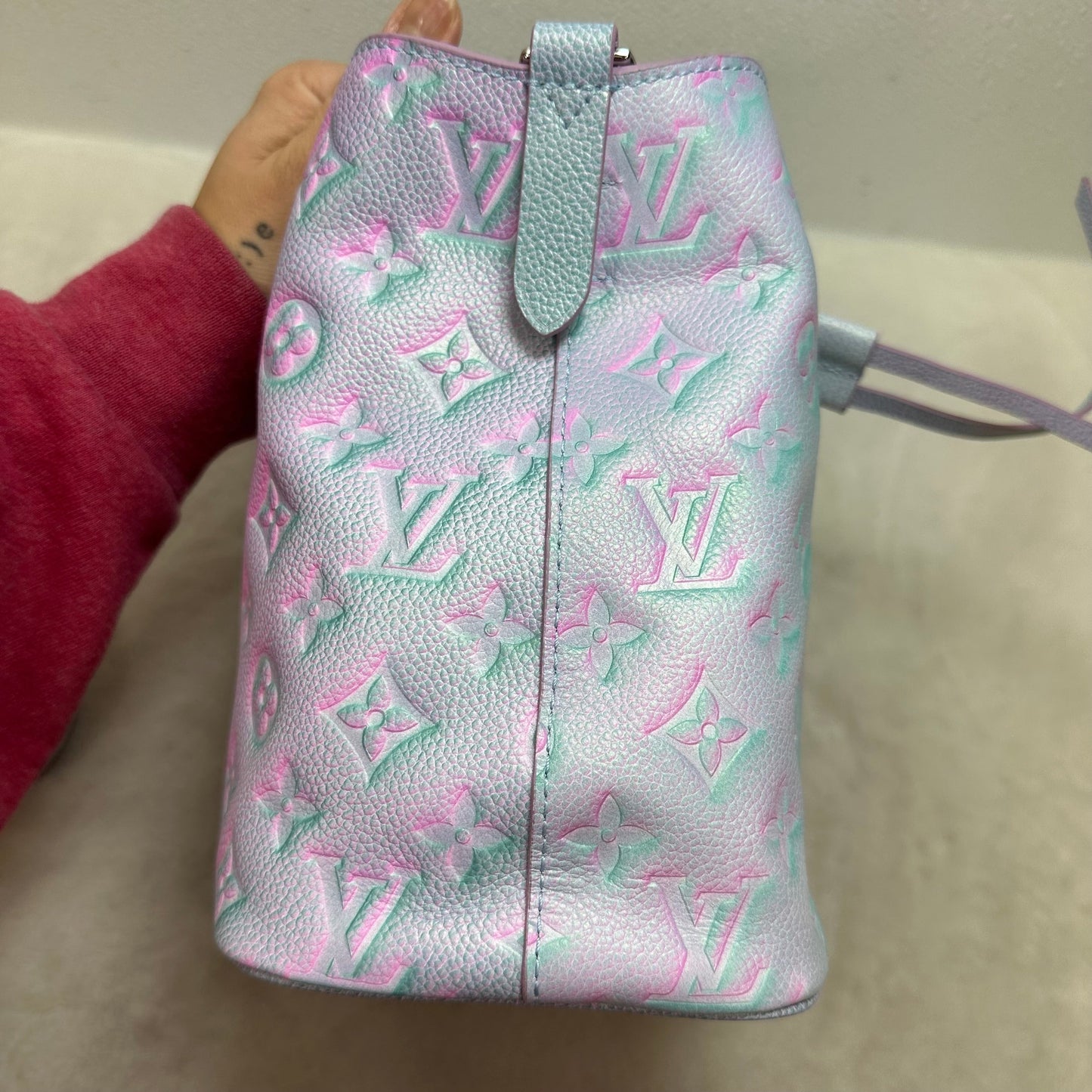 Limited edition NéoNoé BB bucket bag in Lilas Monogram Empreinte Summer Stardust leather Luxury Designer By Louis Vuitton, Size: Small