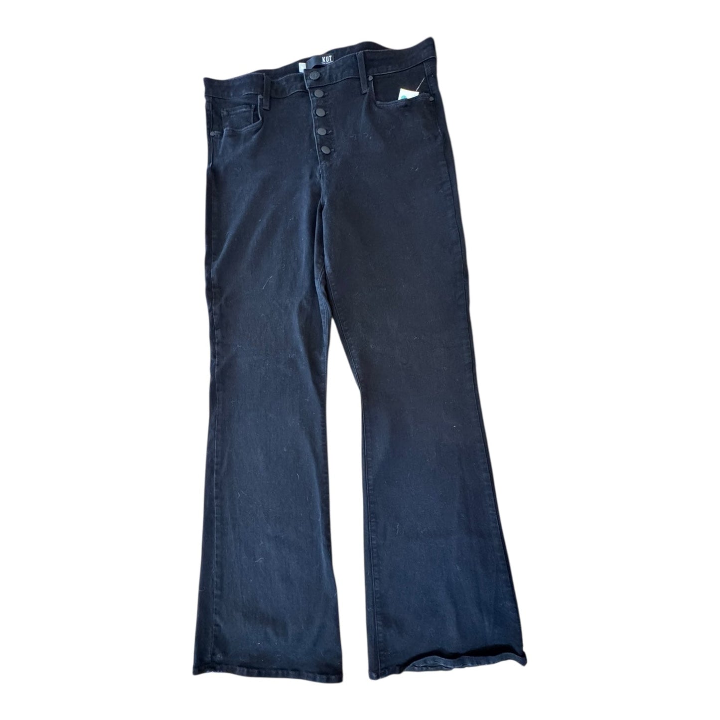 Jeans Flared By Kut In Black Denim, Size:18