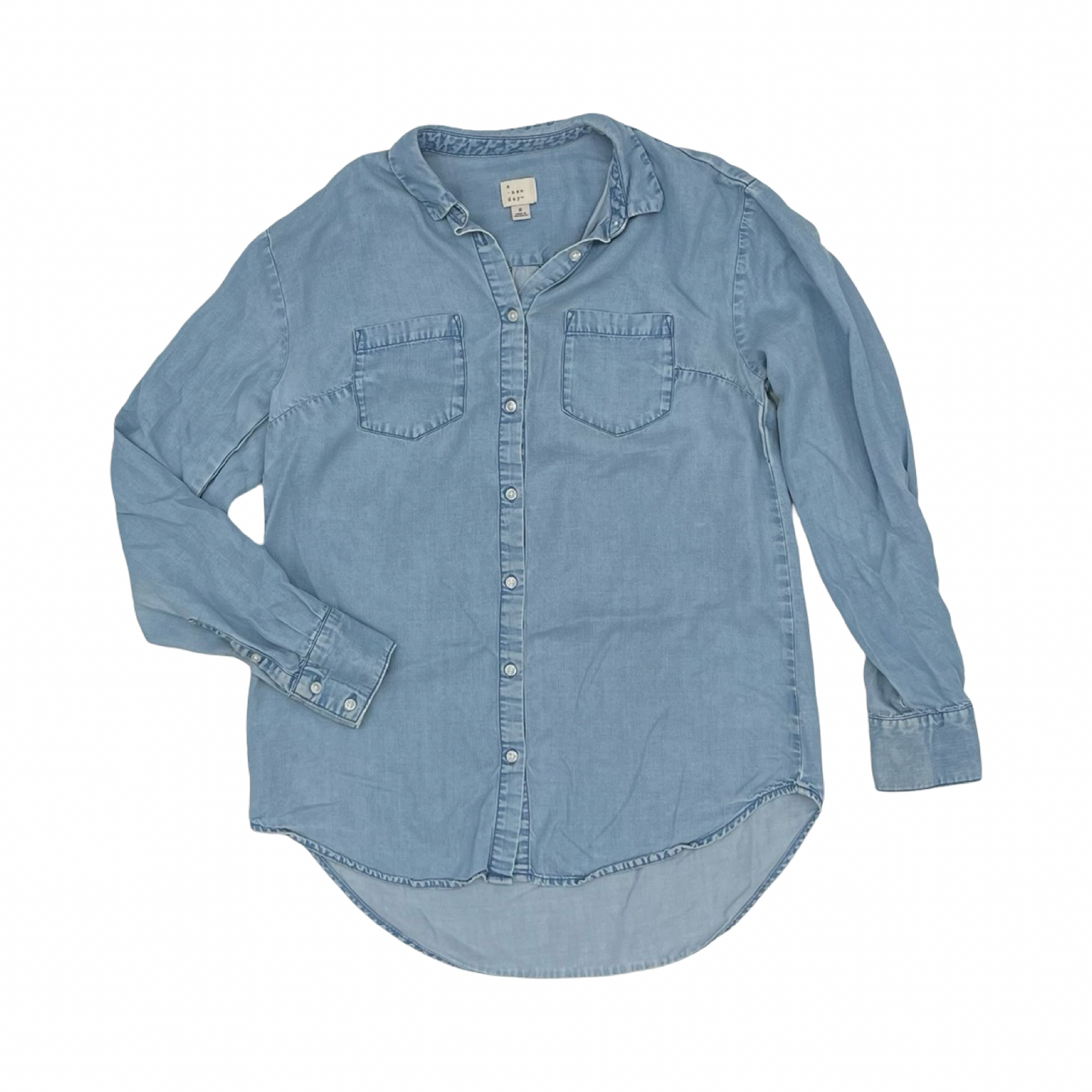 Top Long Sleeve By A New Day In Blue Denim, Size: S