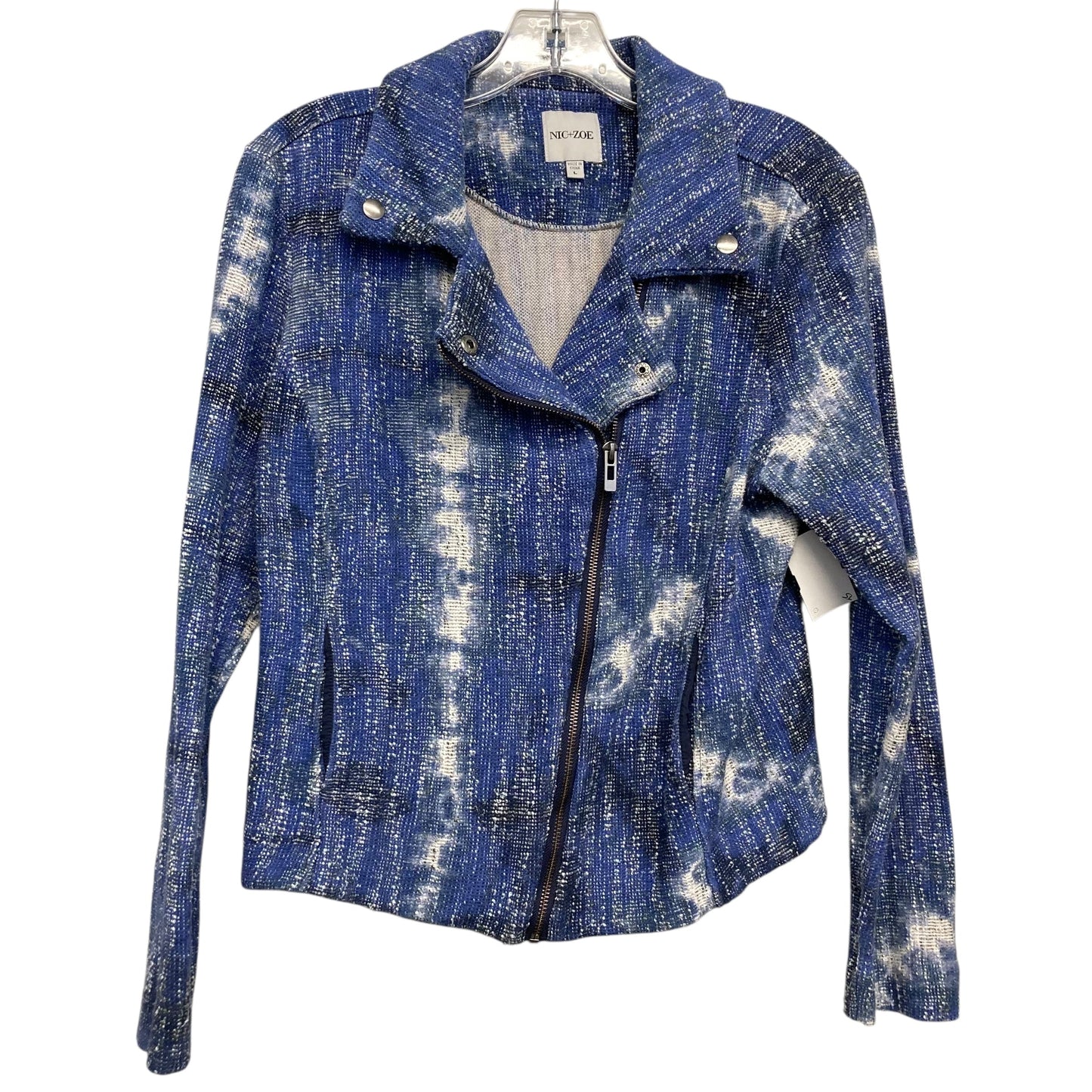 Jacket Moto By Nic + Zoe In Blue, Size:L