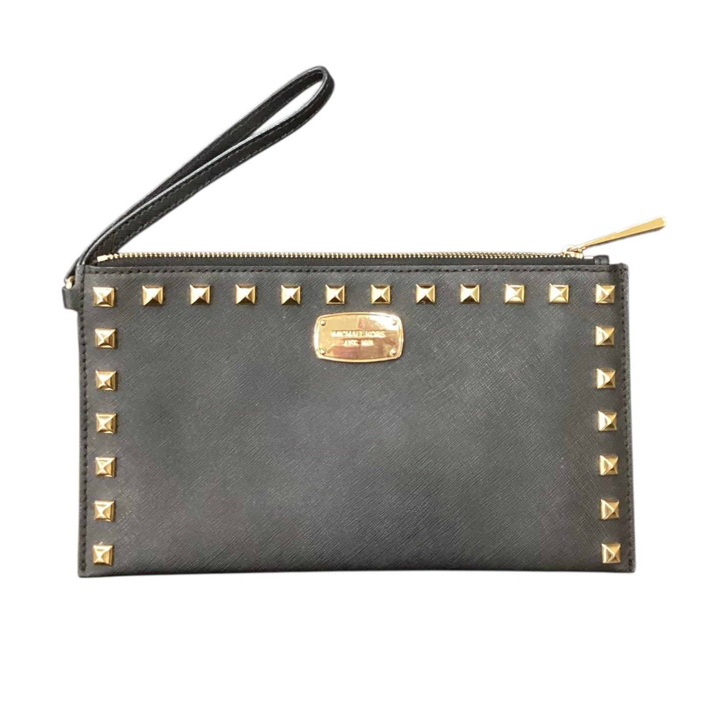 Wristlet Designer By Michael Kors In Black & Gold, Size:Large