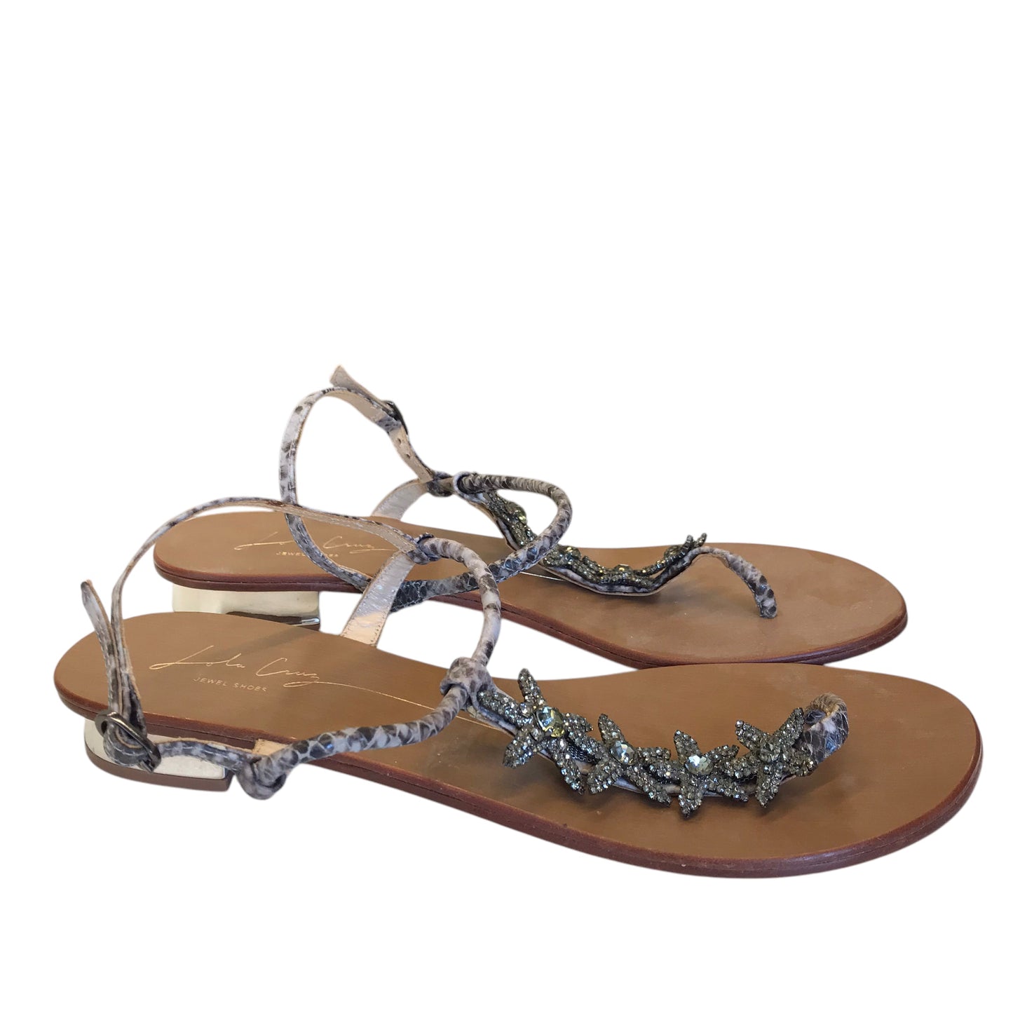 Sandals Flats By Lola Cruz In Snakeskin Print, Size:10.5