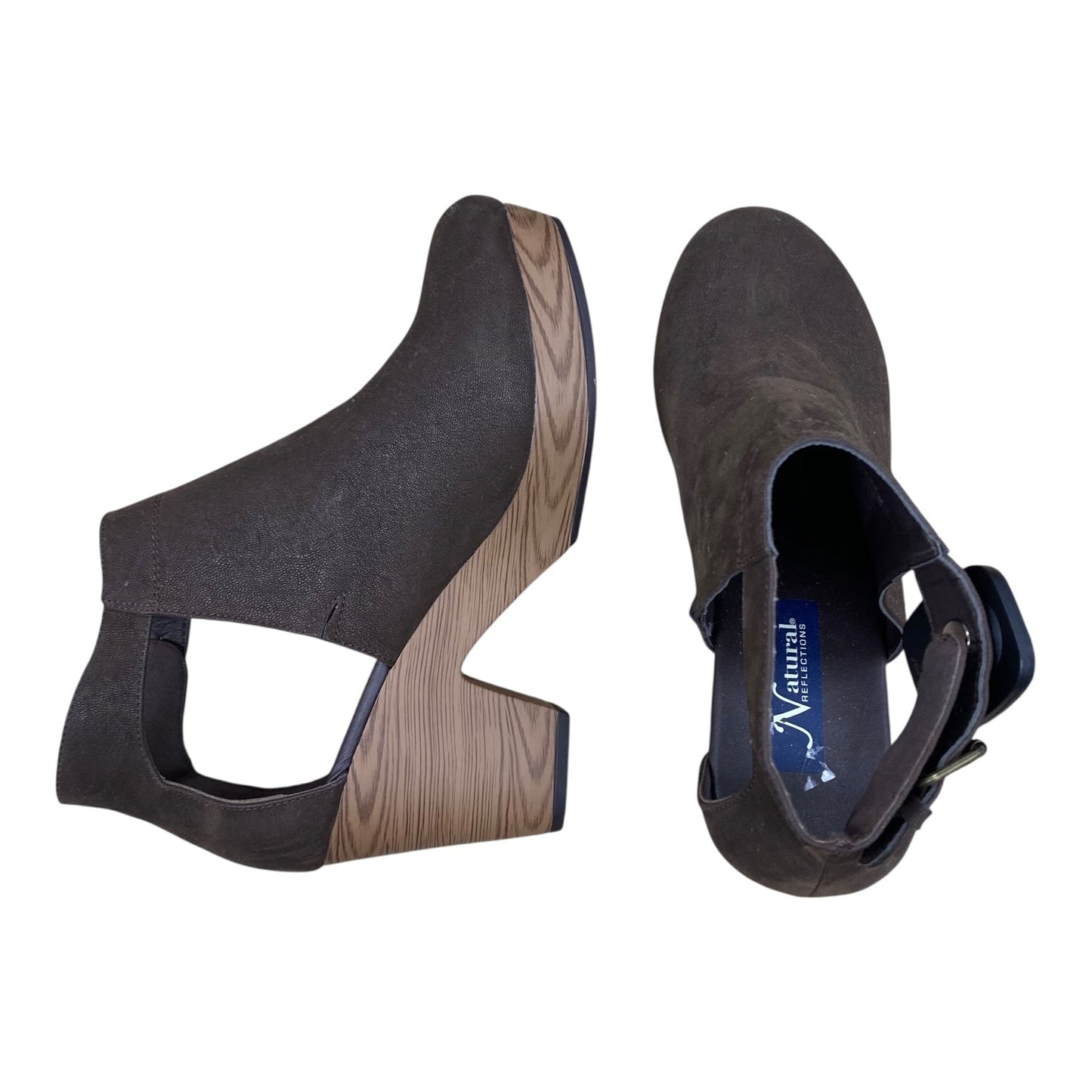 Shoes Heels Block By Natural Reflections In Brown, Size:10