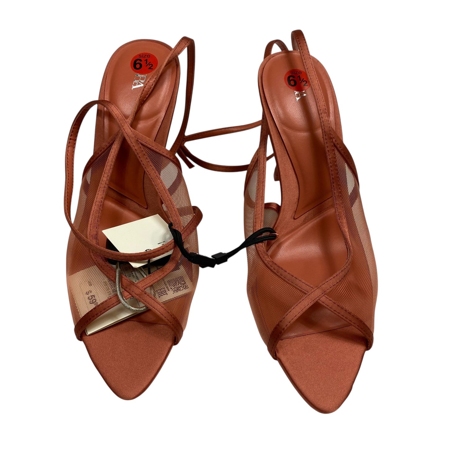 Sandals Heels Kitten By Zara In Coral, Size:6.5