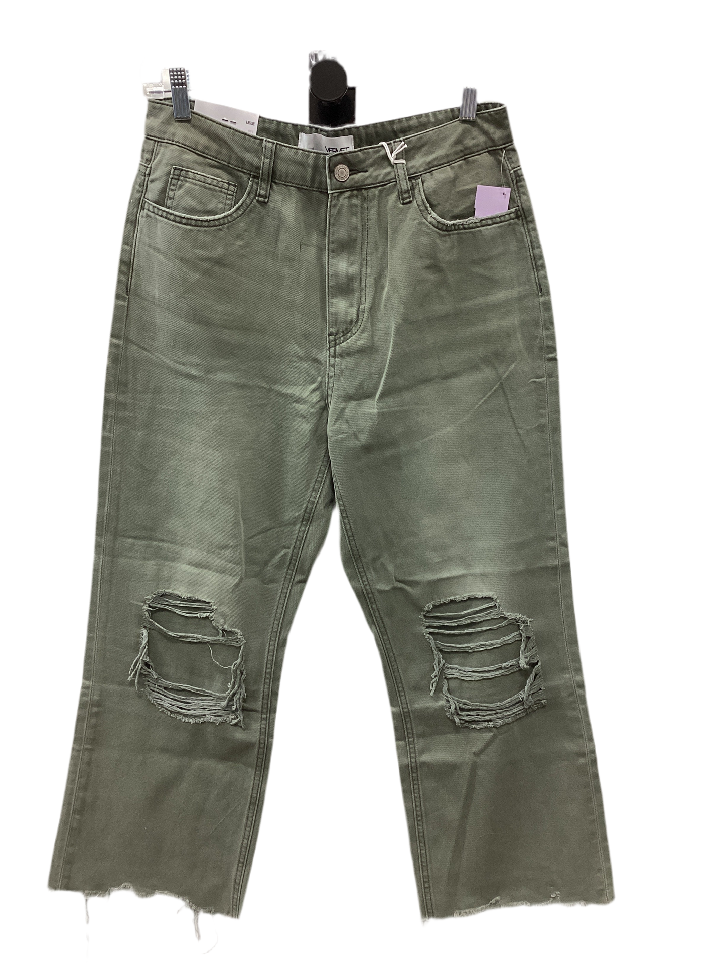 Jeans Cropped By Vervet In Green Denim, Size:6