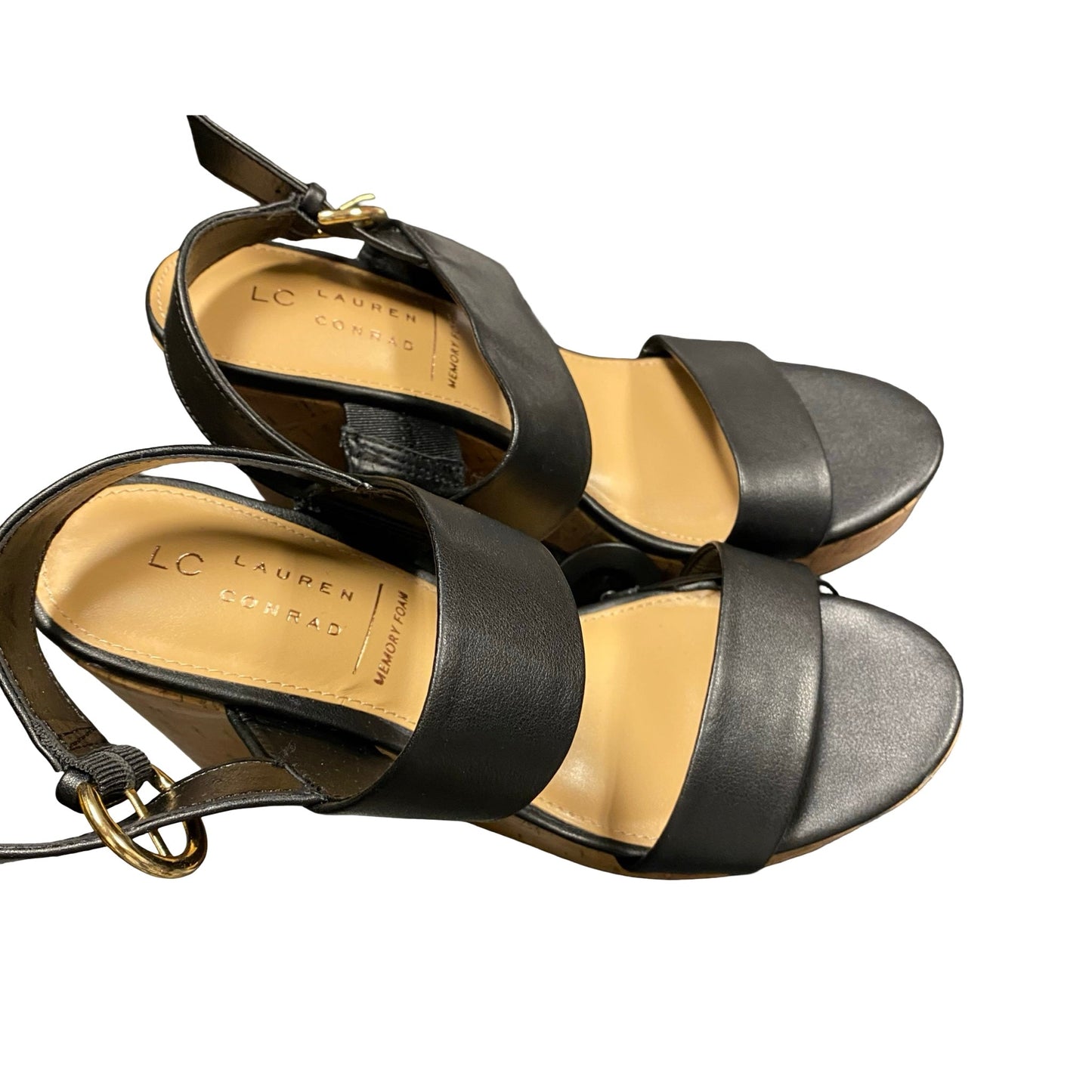Sandals Heels Wedge By Lc Lauren Conrad In Black, Size:9