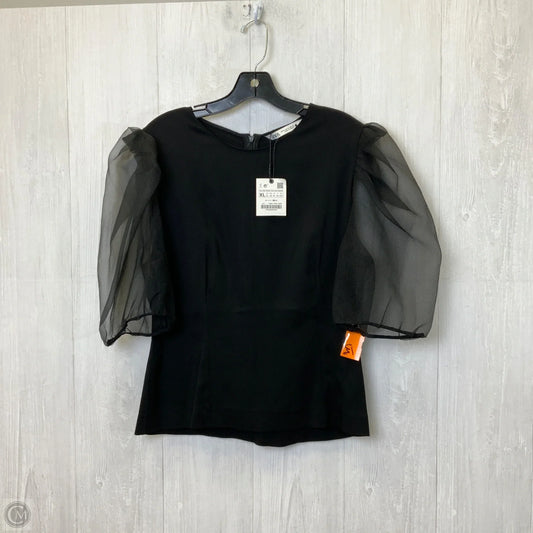 Blouse Short Sleeve By Zara In Black, Size: Xl