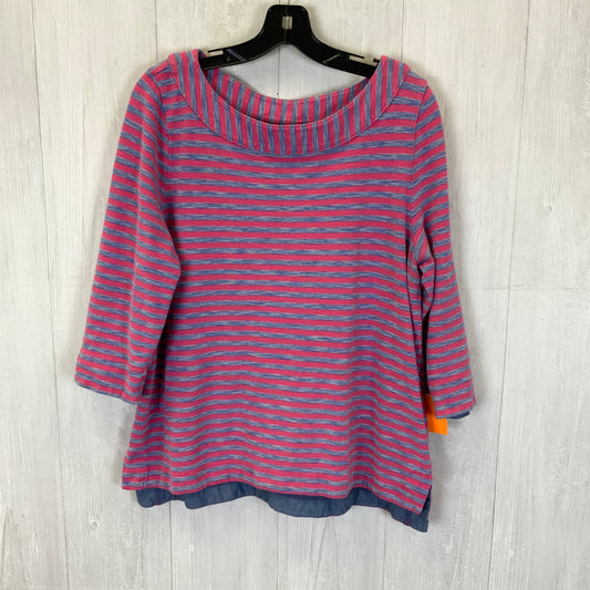 Top 3/4 Sleeve By Talbots O In Pink Blue, Size: Xl