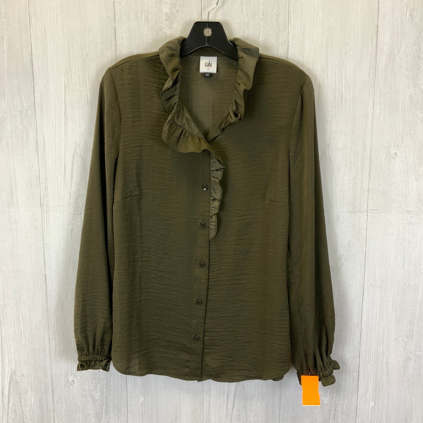 Blouse Long Sleeve By Cabi In Olive, Size: S