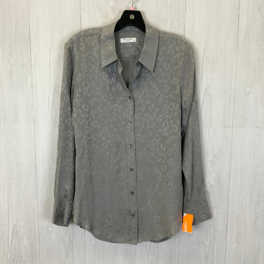 Blouse Long Sleeve By Equipment In Grey, Size: S