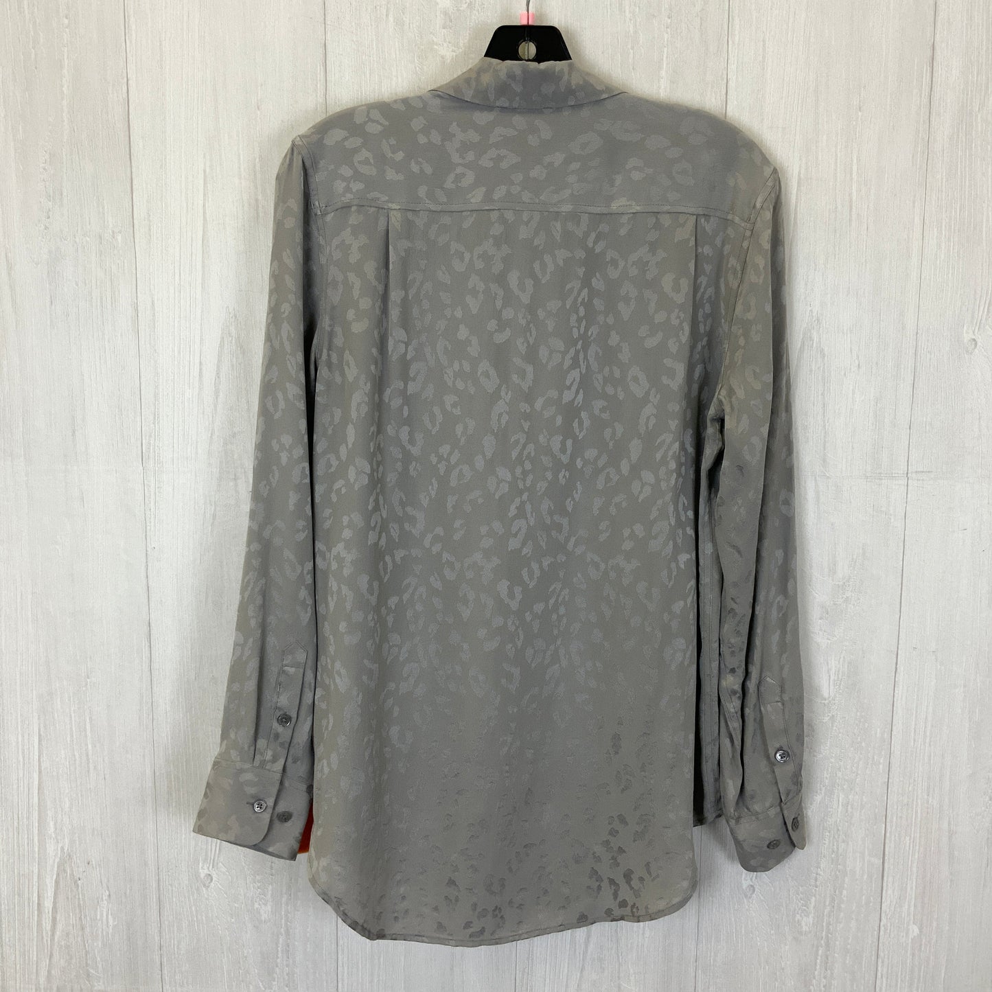 Blouse Long Sleeve By Equipment In Grey, Size: S