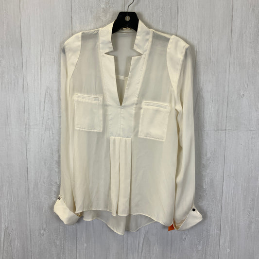 Blouse Long Sleeve By Nicole Miller In Cream, Size: S