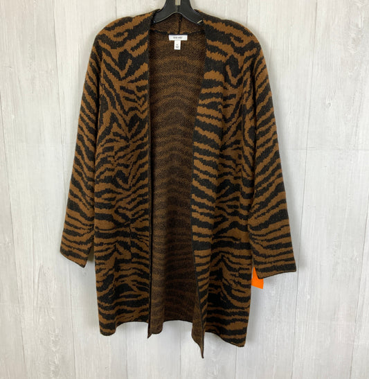 Sweater Cardigan By Nine West Apparel In Animal Print, Size: Xl