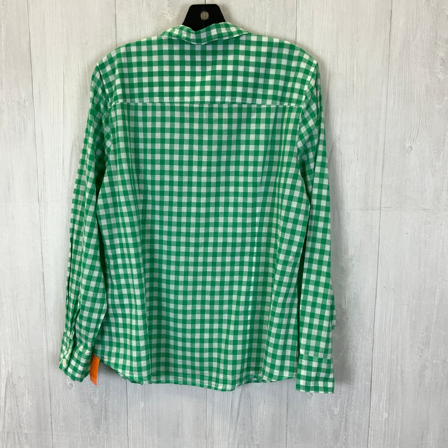 Blouse Long Sleeve By J. Crew In Green & White, Size: Xl