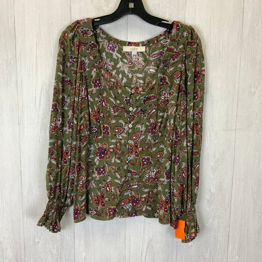 Blouse Long Sleeve By Loft In Green, Size: M