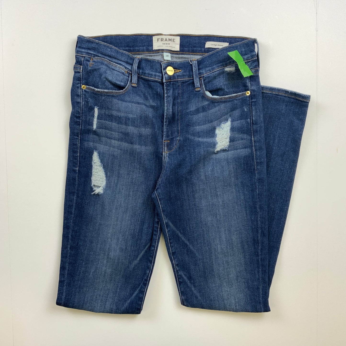 Jeans Skinny By Frame In Blue Denim, Size: 6  OTHER INFO: 28