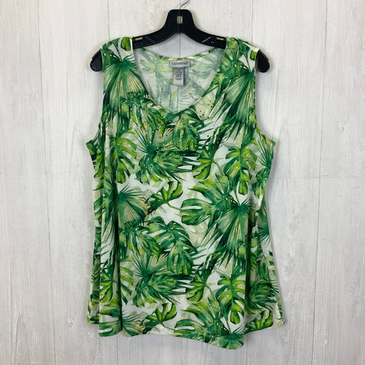 Tropical Print Top Sleeveless Catherines, Size 1x