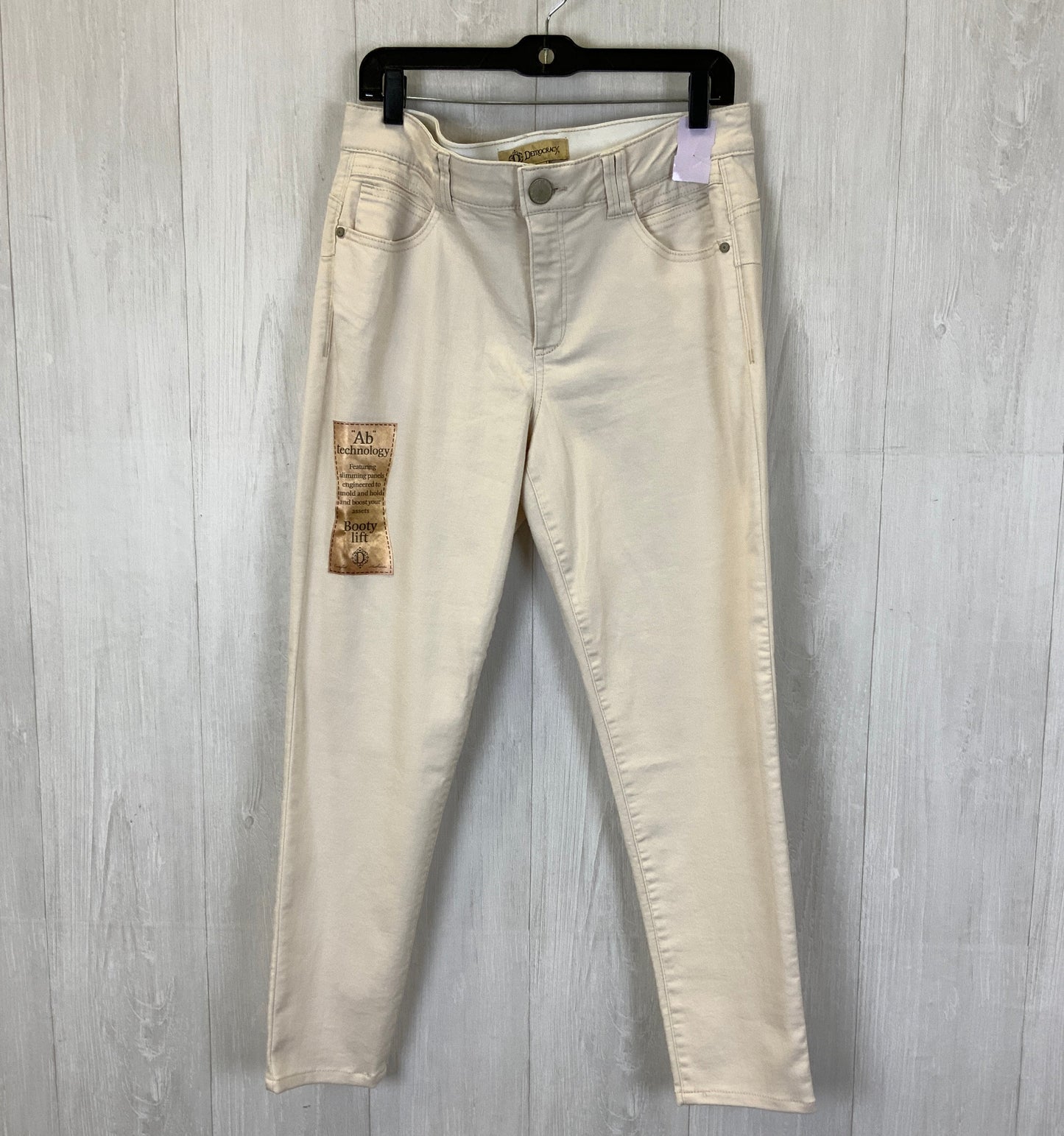 Jeans Skinny By Democracy In Cream Denim, Size: 12