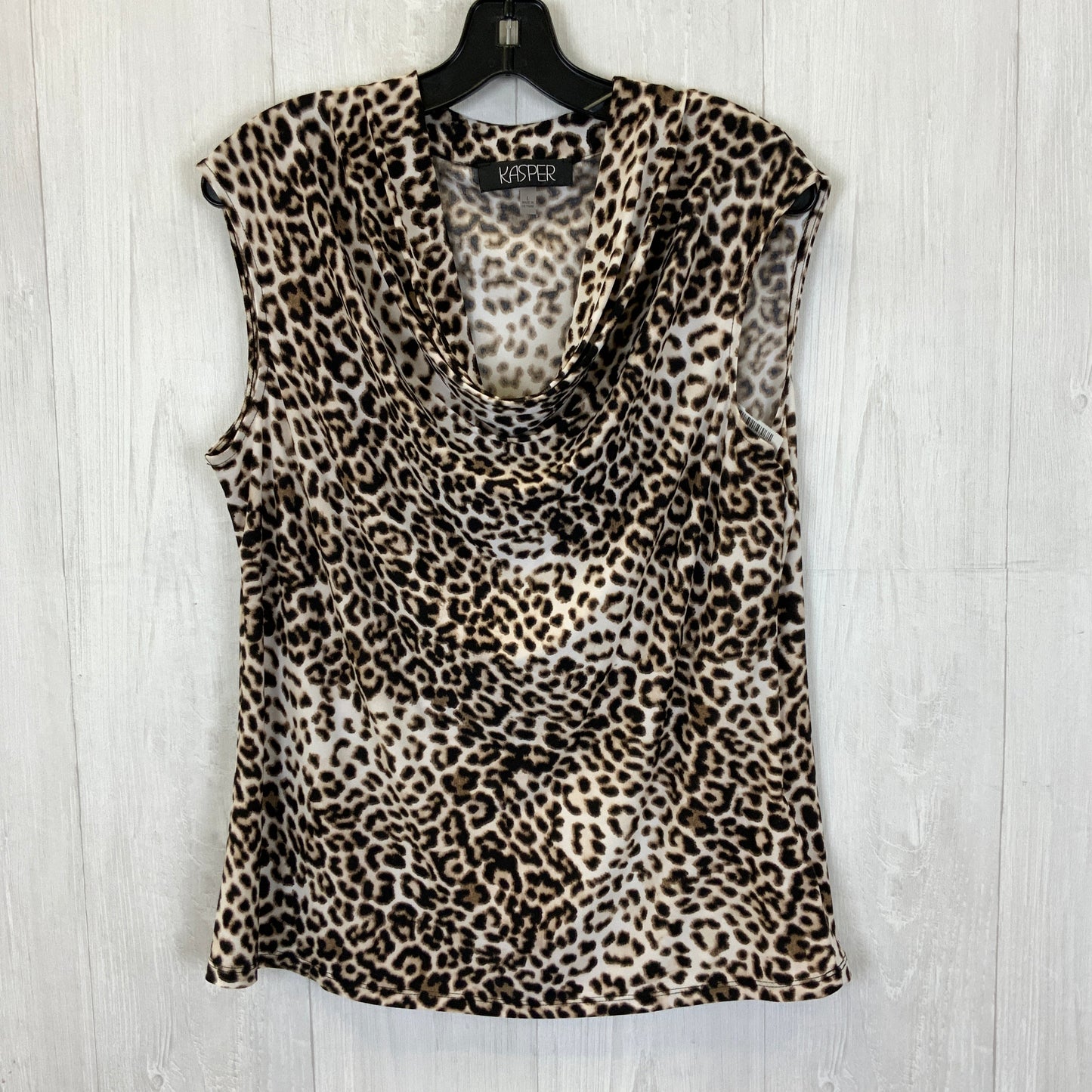 Leopard Print Top Sleeveless Kasper, Size L