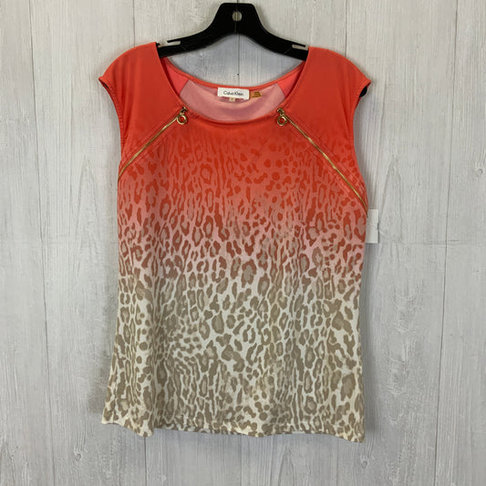 Top Short Sleeve By Calvin Klein In Orange, Size: L