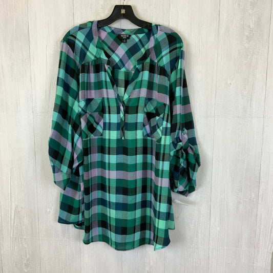 Blouse 3/4 Sleeve By Torrid In Blue & Green, Size: 5