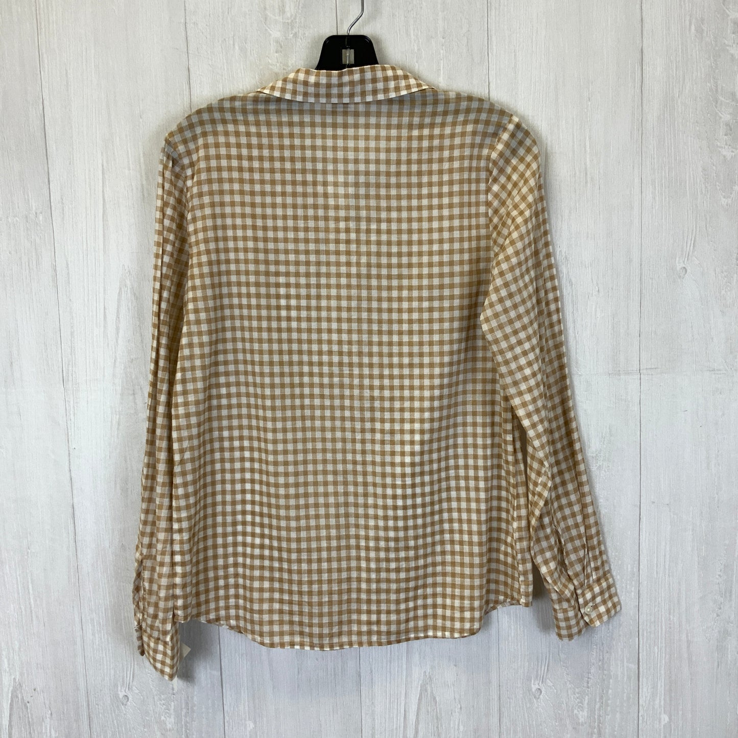 Blouse Long Sleeve By Loft In Brown & Cream, Size: Xs