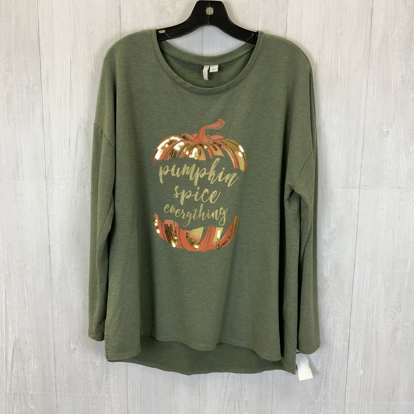 Top Long Sleeve Basic By Cato In Green, Size: L