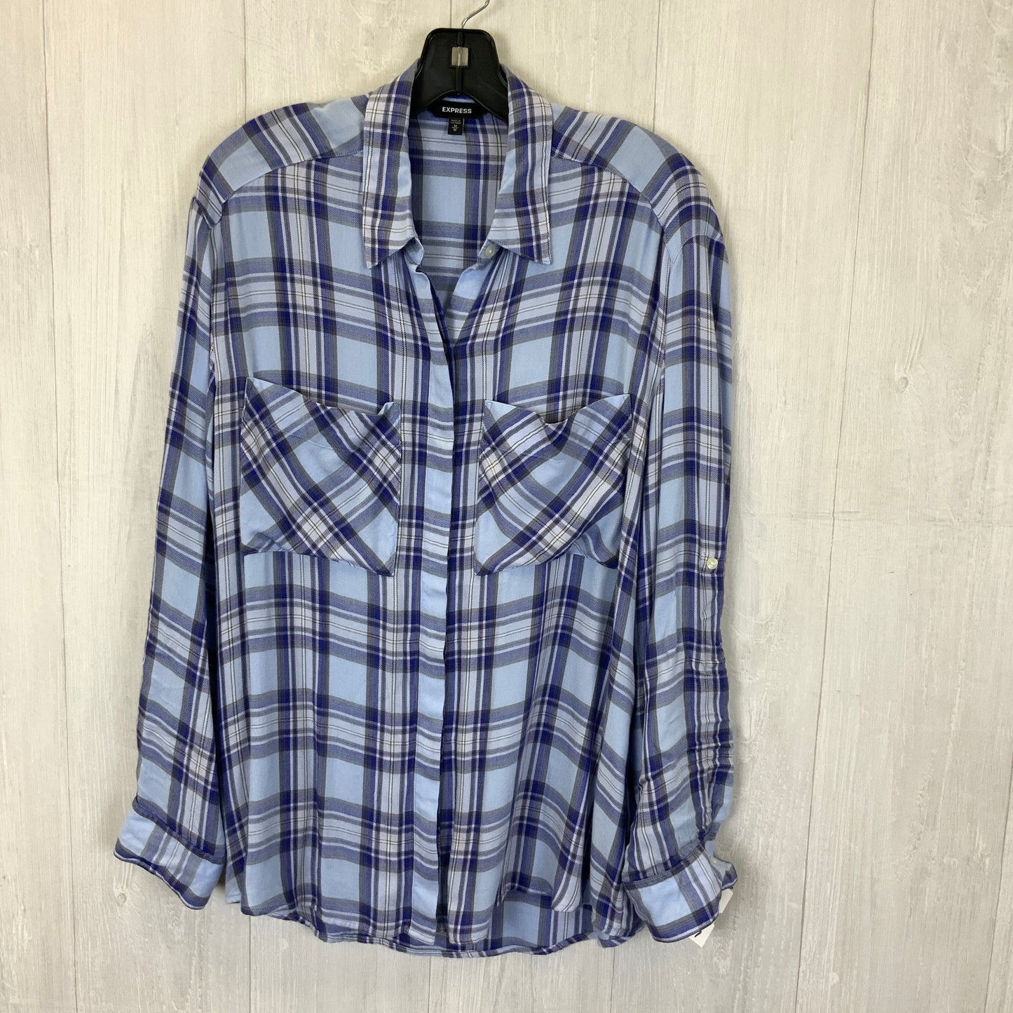 Blouse Long Sleeve By Express In Blue, Size: M