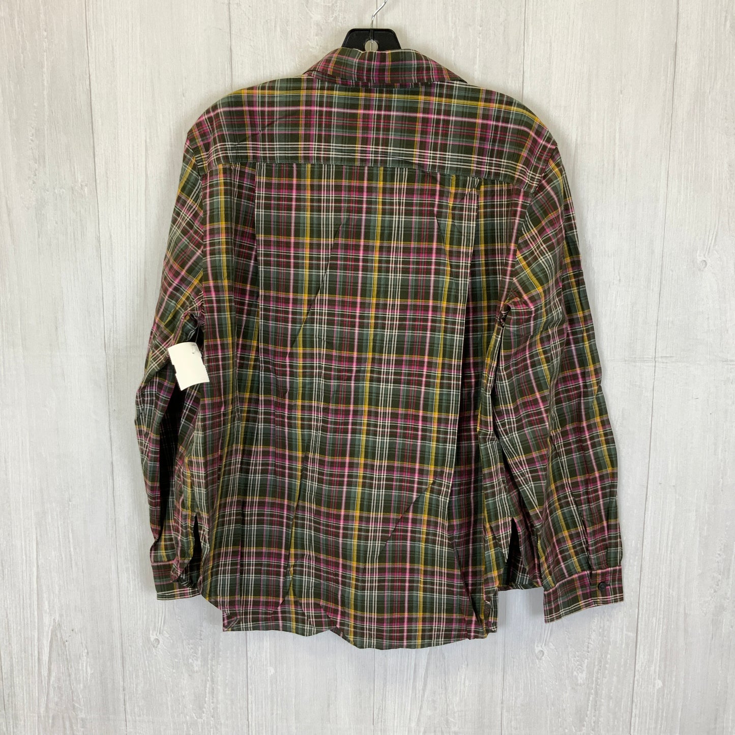 Blouse Long Sleeve By Loft In Plaid Pattern, Size: L