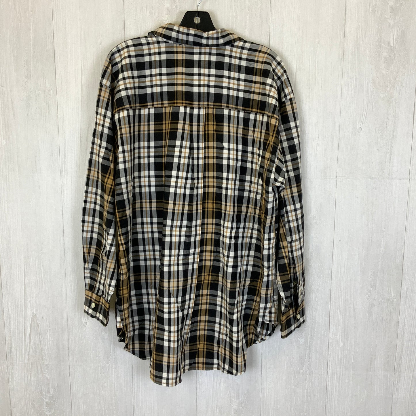 Blouse Long Sleeve By Loft In Plaid Pattern, Size: L