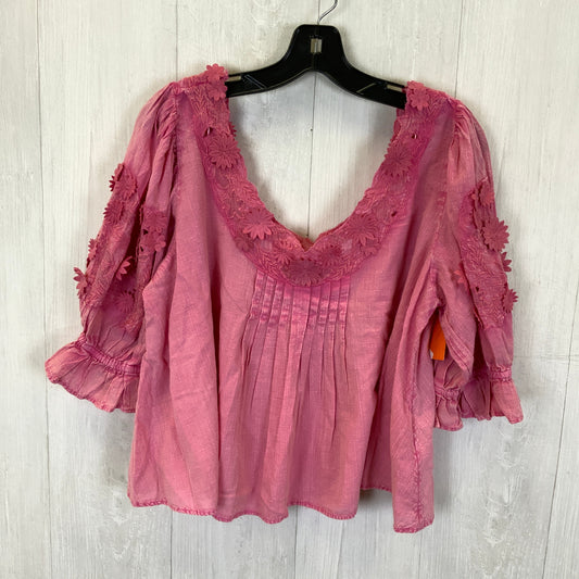 Top 3/4 Sleeve By Free People In Pink, Size: L