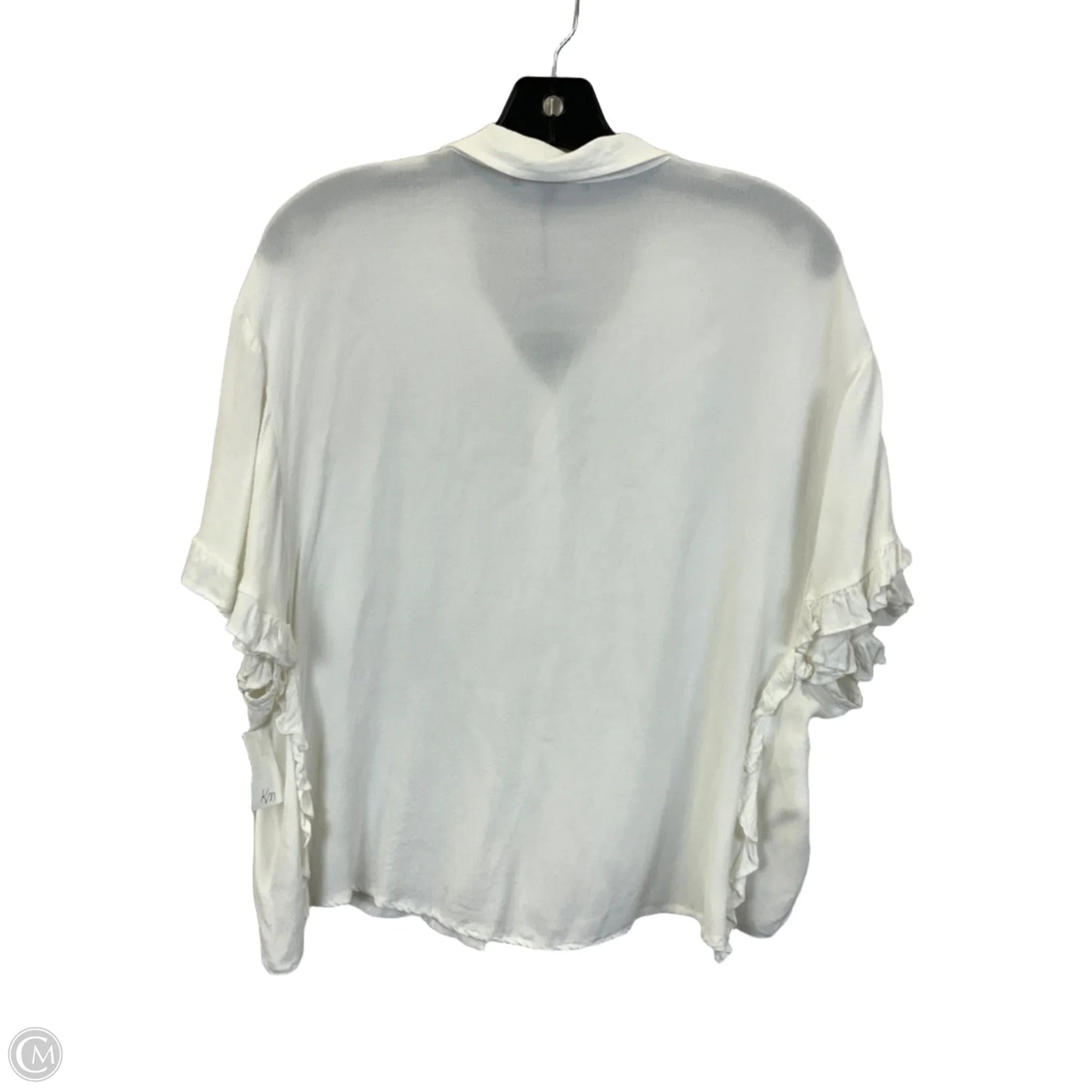 Blouse Short Sleeve By Annabelle In White, Size: L