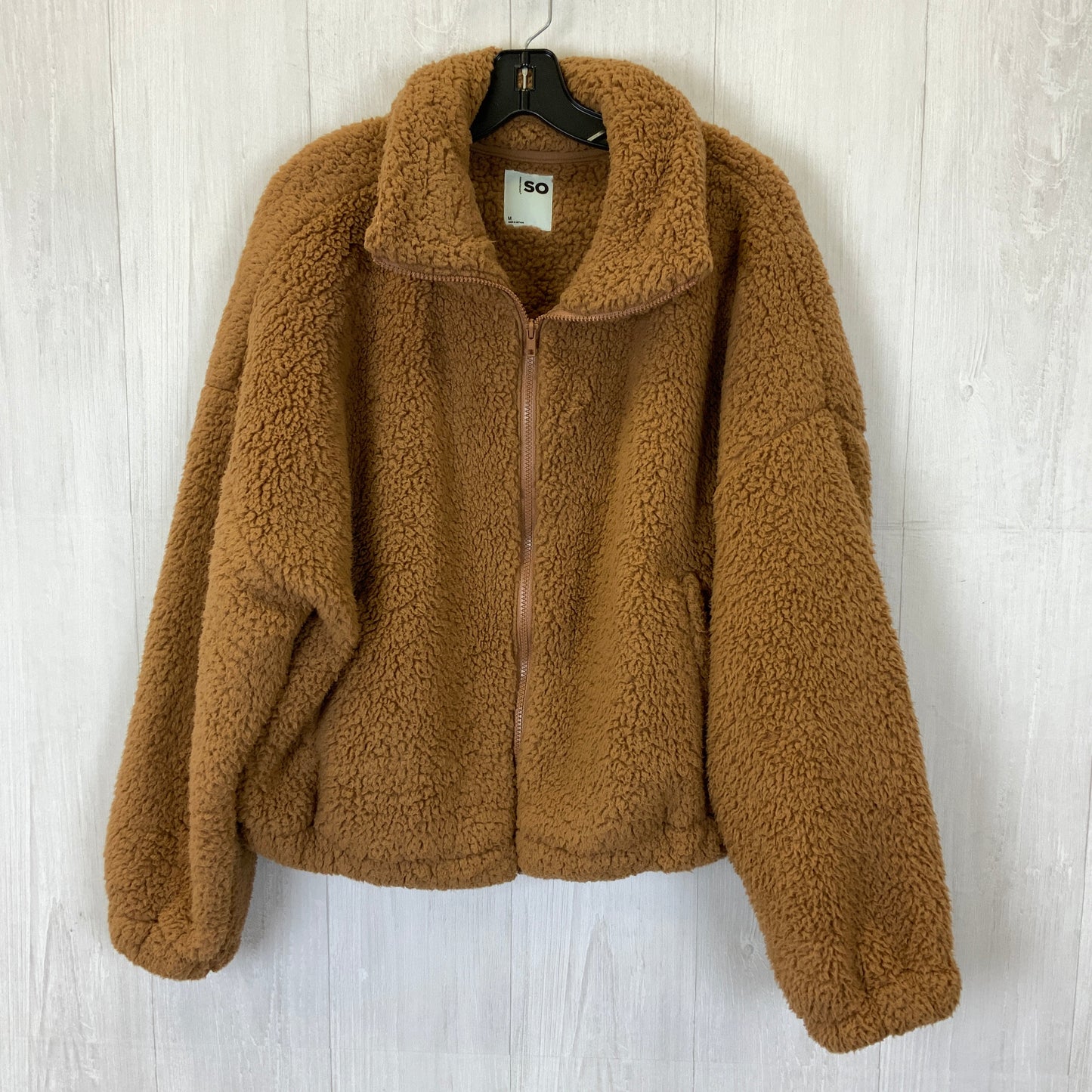 Jacket Faux Fur & Sherpa By So In Brown, Size: M