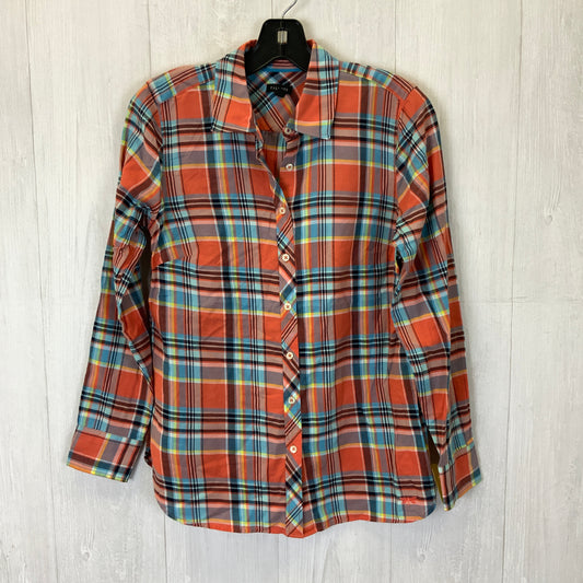 Blouse Long Sleeve By Talbots In Plaid Pattern, Size: Xs