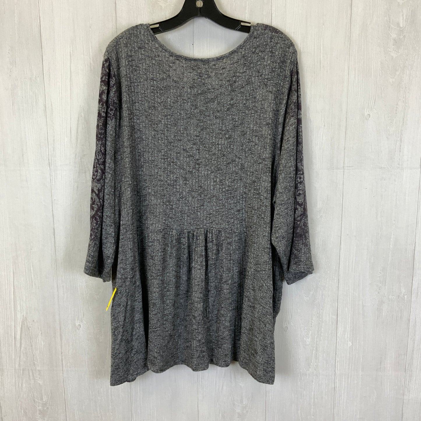 Top 3/4 Sleeve By Catherines In Grey & Purple, Size: 2x