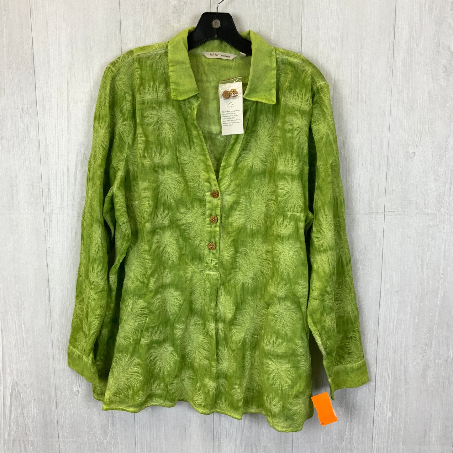 Top Long Sleeve By Soft Surroundings In Green, Size: 1x