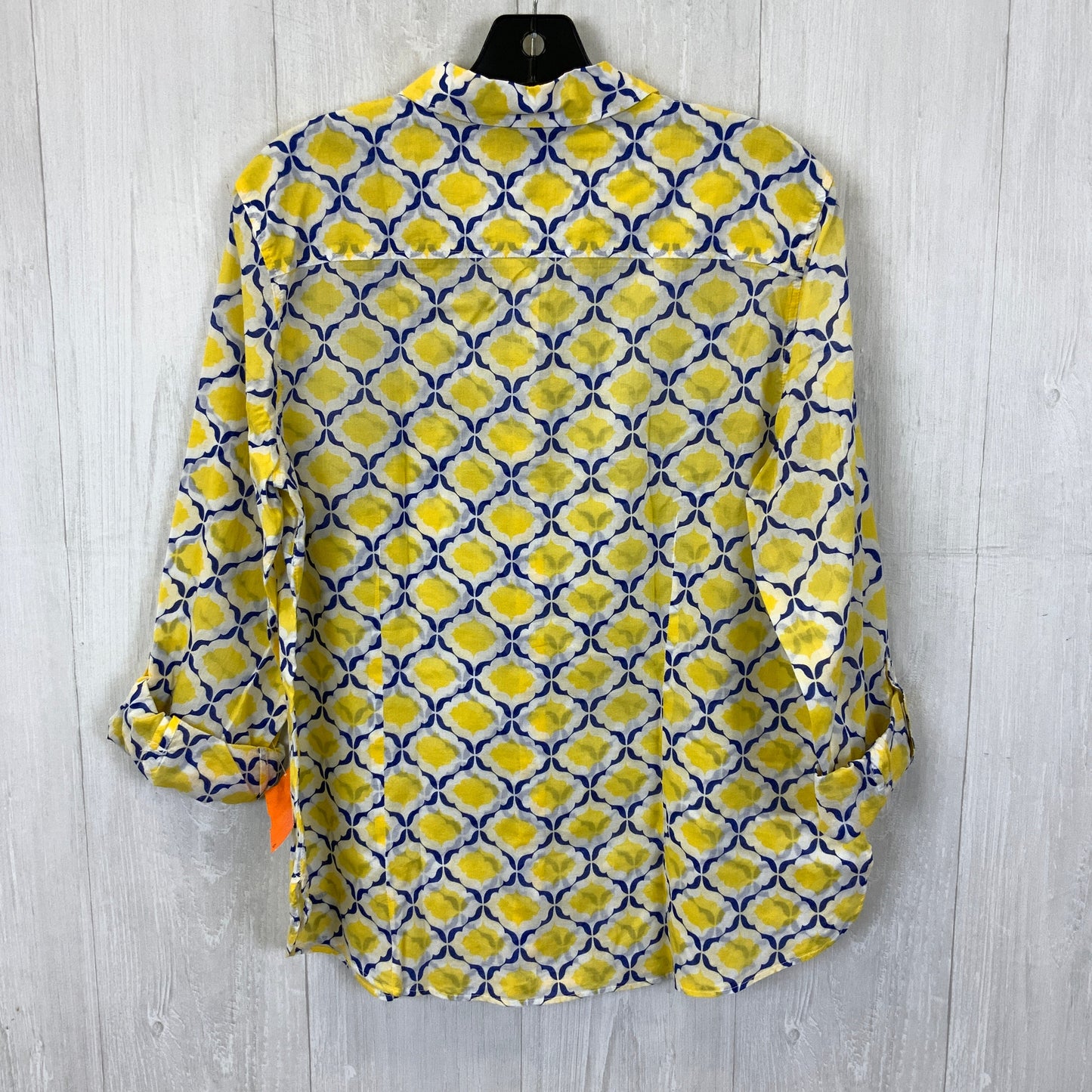 Blouse 3/4 Sleeve By Talbots In Blue & Yellow, Size: L