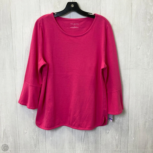 Top 3/4 Sleeve Basic By Talbots In Pink, Size: L