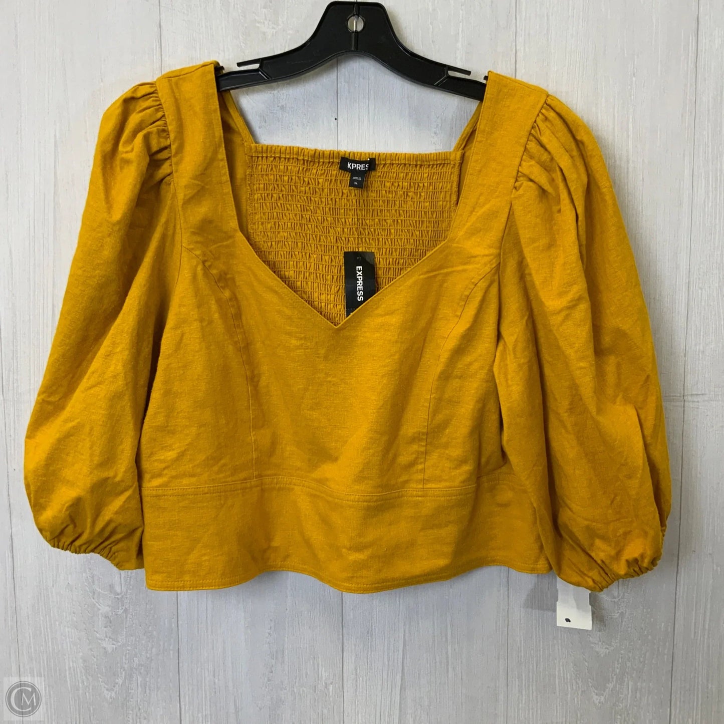 Top Short Sleeve By Express In Yellow, Size: Xl