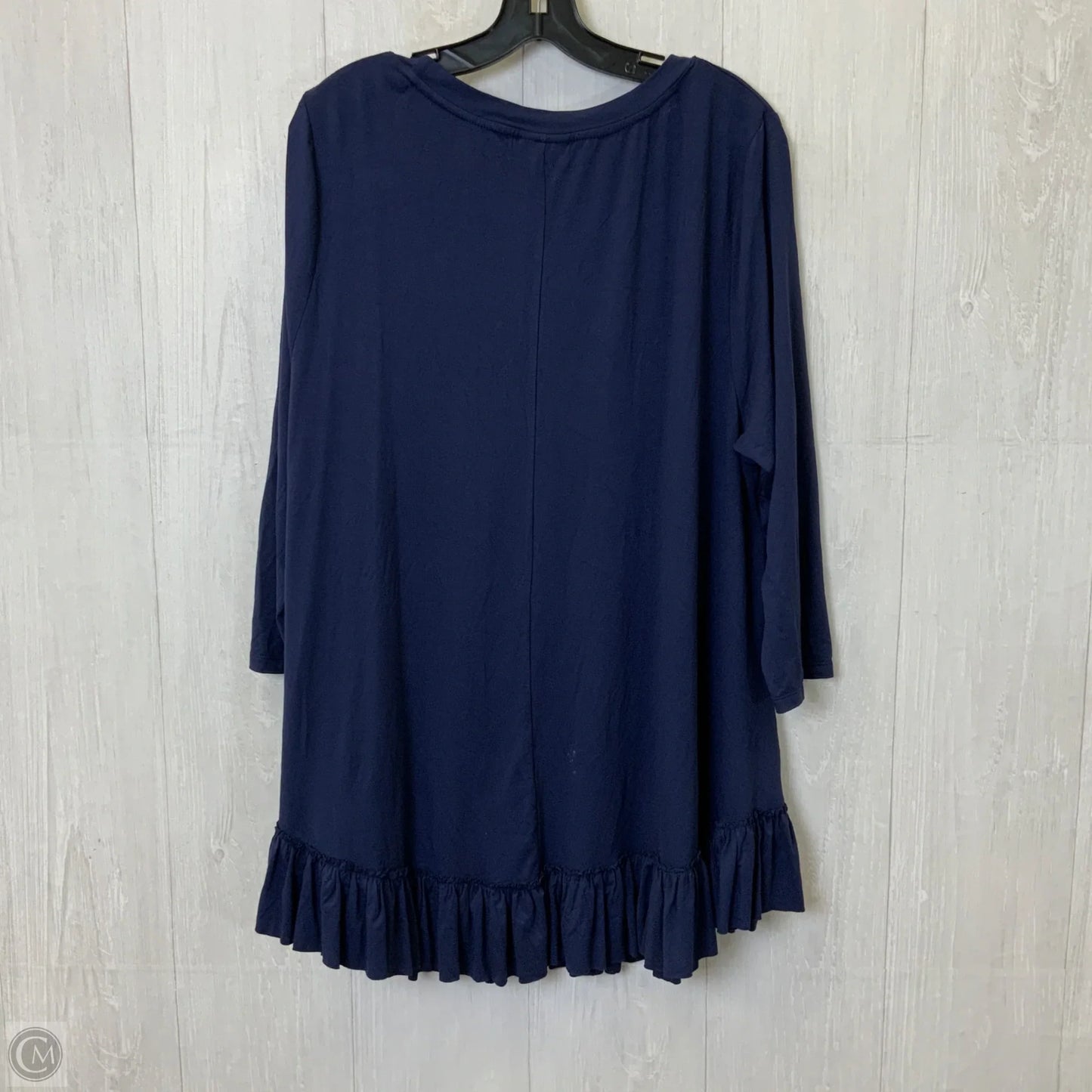 Top 3/4 Sleeve Basic By Clothes Mentor In Navy, Size: 2x
