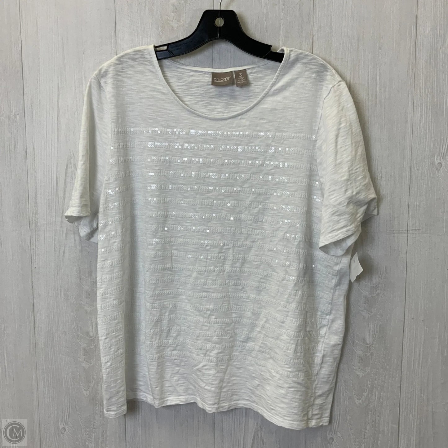 Top Short Sleeve Basic By Chicos In White, Size: Xl