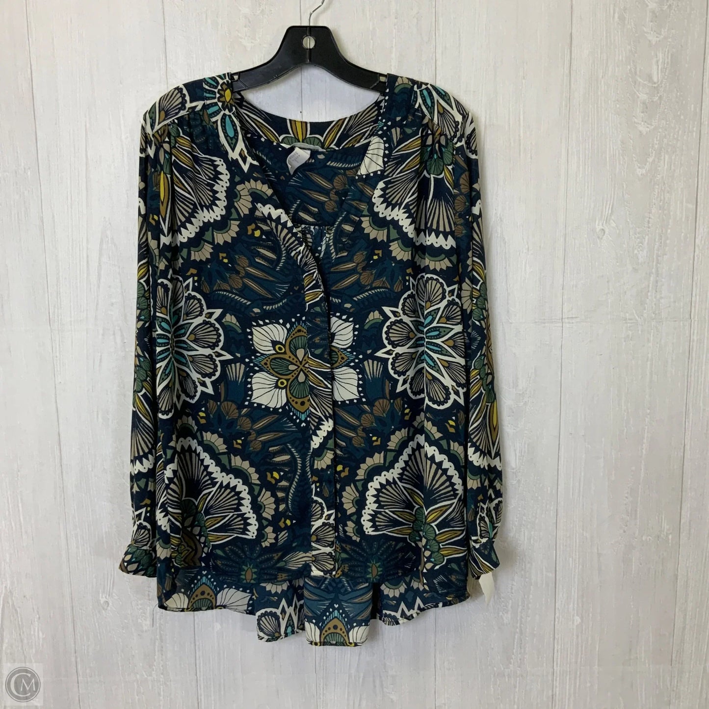 Blouse Long Sleeve By H&m In Navy, Size: M