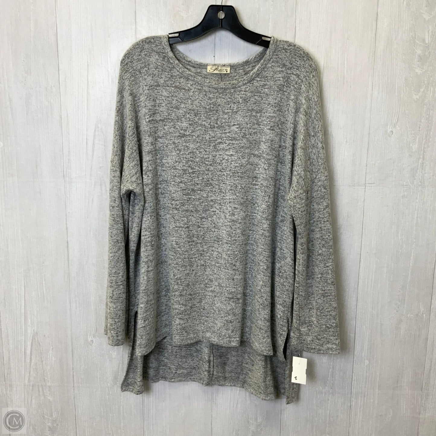 Tunic Long Sleeve By Clothes Mentor In Grey, Size: 1x
