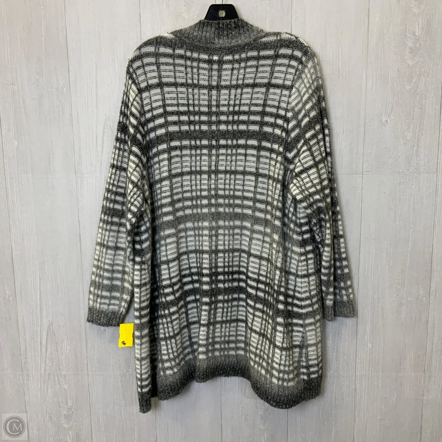 Sweater Cardigan By Catherines In Grey & White, Size: 2x