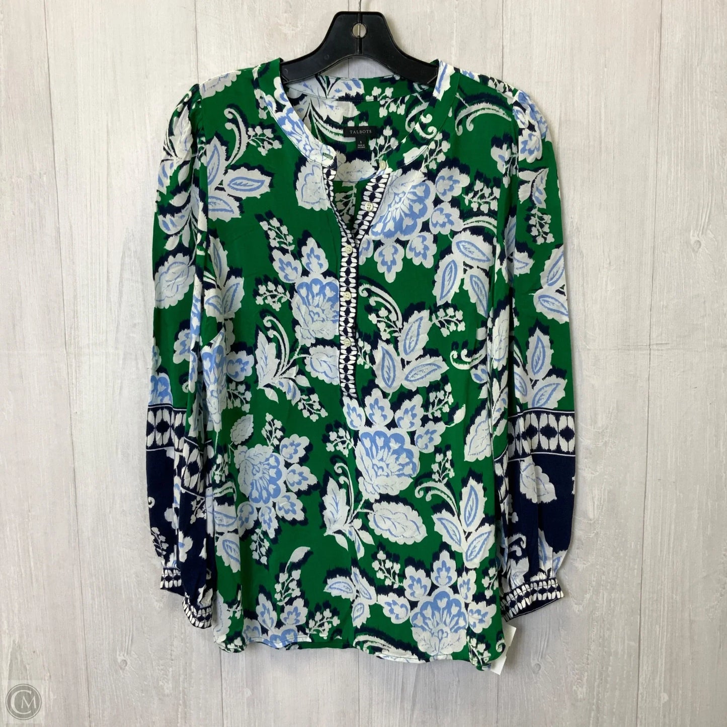 Top Long Sleeve By Talbots In Blue & Green, Size: S