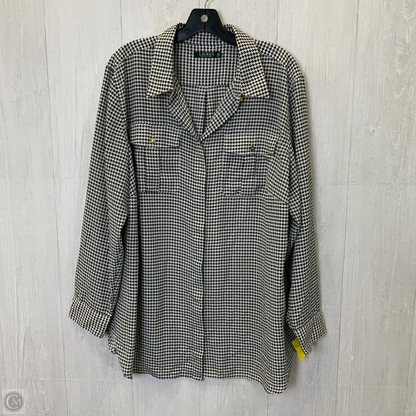 Blouse Long Sleeve By Lauren By Ralph Lauren In Black & White, Size: 2x