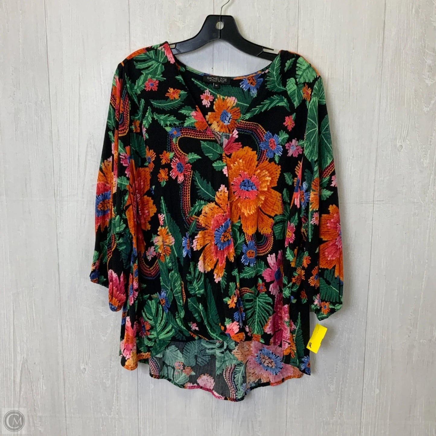 Top Long Sleeve By Rachel Zoe In Tropical Print, Size: 1x