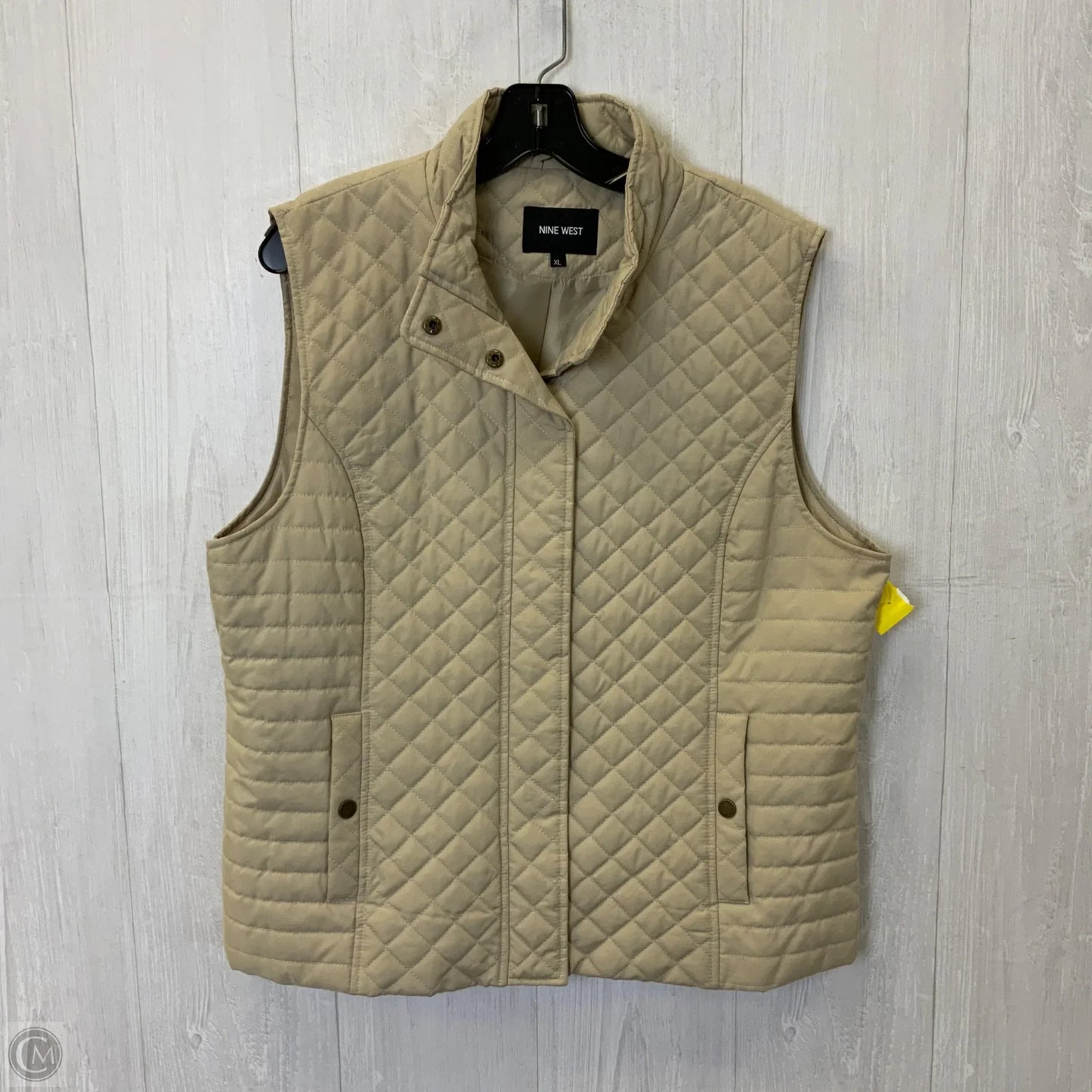 Vest Puffer & Quilted By Nine West Apparel In Tan, Size: Xl
