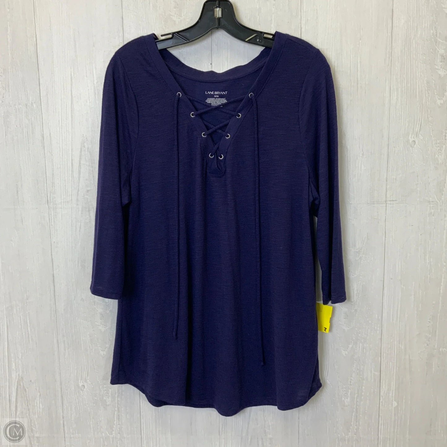 Top 3/4 Sleeve Basic By Lane Bryant In Purple, Size: 1x