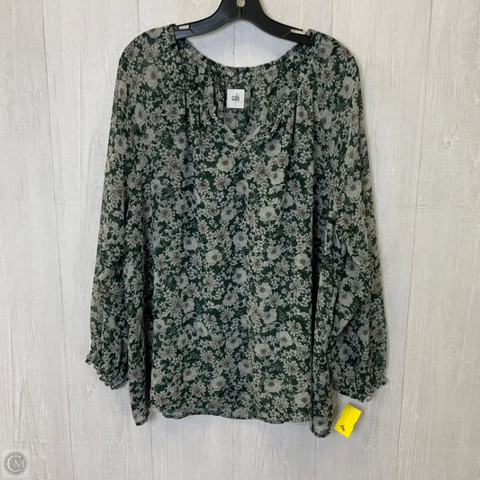 Top Long Sleeve By Cabi  In Green, Size: L